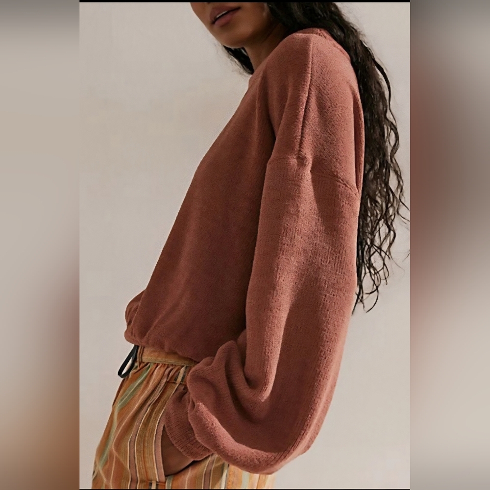 Free People Rust Crew Neck Sweater